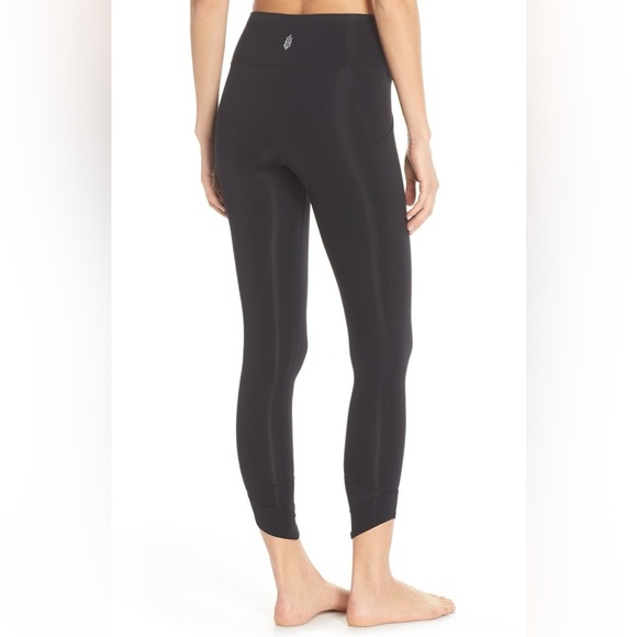 FP Movement by Free People Wonderstruck Black Velvet Detail Leggings S - Picture 6 of 10